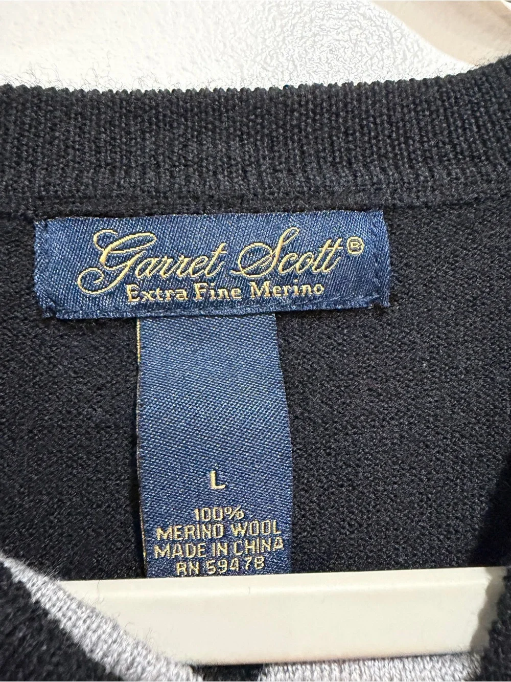 Garret Scott Men’s 100% Merino Wool Argyle Crewneck Sweater Large
